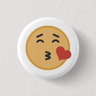 Niedlicher Kuss Emoji stellen Cartoon gegenüber Button