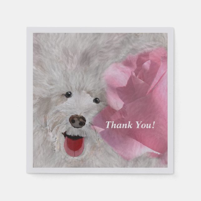 Niedlicher Labradoodle & Rose Spaß Serviette (Vorderseite)