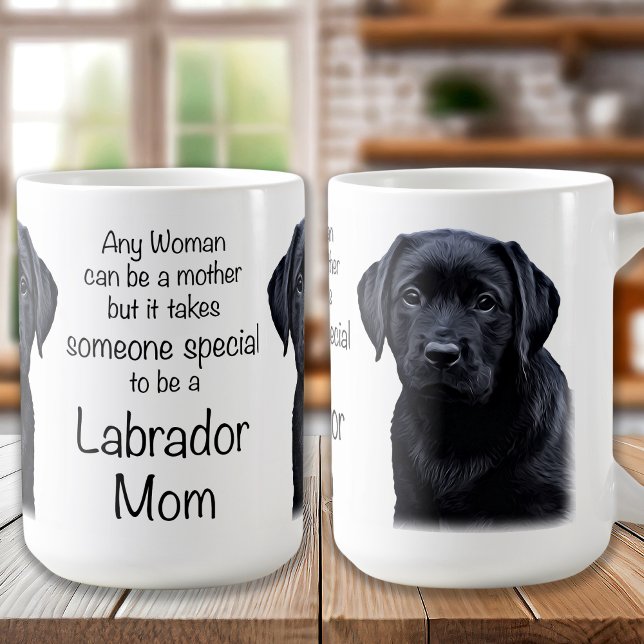 Niedlicher Labrador Hund Mama Black Lab Welpe Kaffeetasse (Von Creator hochgeladen)