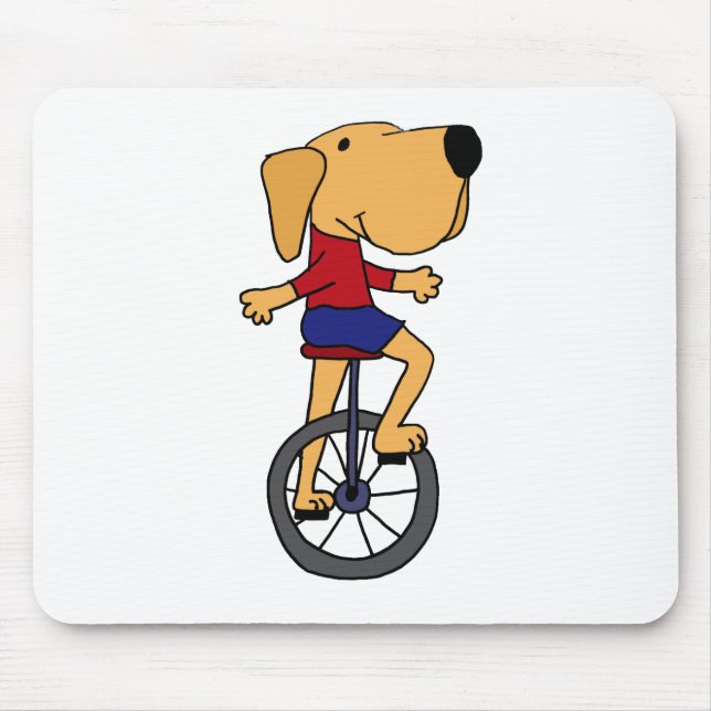 Niedlicher Labrador-Hundereitunicycle-Cartoon Mousepad (Vorne)