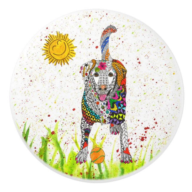 Niedlicher Labrador Retriever Door Knob - Keramik Keramikknauf (Vorderseite)