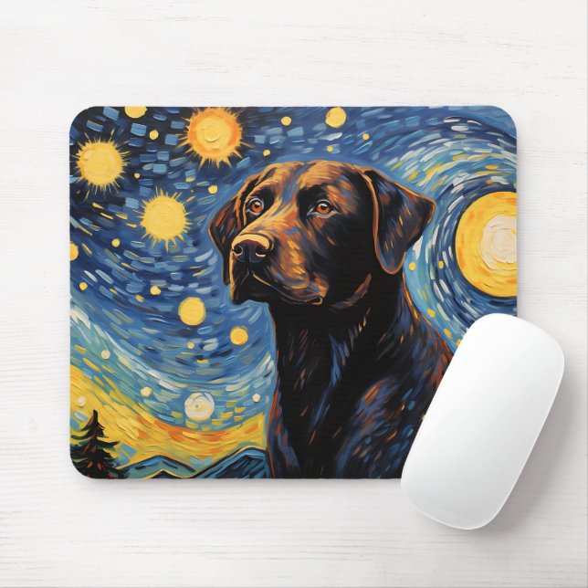 Niedlicher Labrador Retriever Hund Starry Night Mousepad (Mit Mouse)