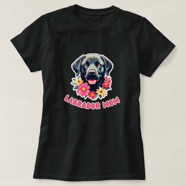 Niedlicher Labrador Retriever Labrador Mama Blumen T-Shirt (Design vorne)