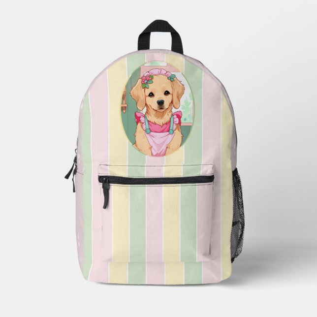 Niedlicher Labrador Retriever Pastell Lines Cotatt Bedruckter Rucksack (Vorderseite)