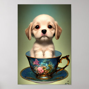 Niedlicher Labrador Welpe in einem Teacup Poster