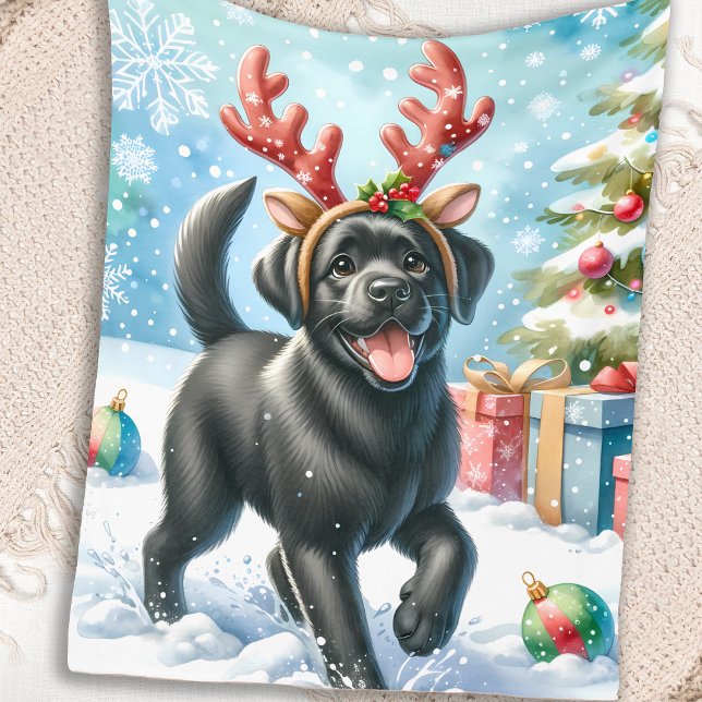 Niedlicher Labrador Welpe Weihnachtsfeiertag Hund  Fleecedecke (Von Creator hochgeladen)