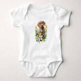 Niedlicher Labrador Welpen Hund mit Blume Baby Strampler