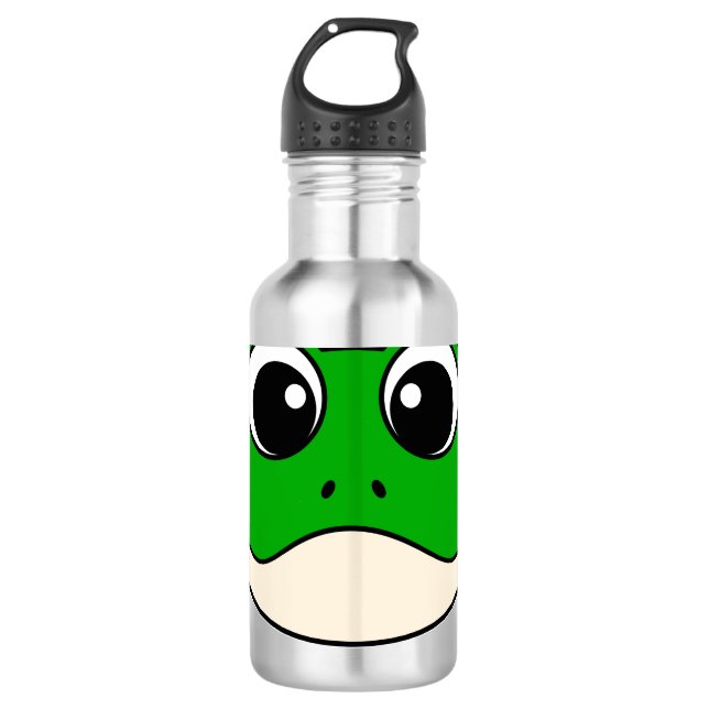 Niedlicher Lächelfrosch Edelstahlflasche (Vorderseite)