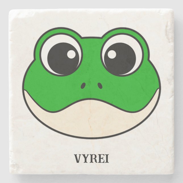 Niedlicher Lächelfrosch Steinuntersetzer (Vorderseite)