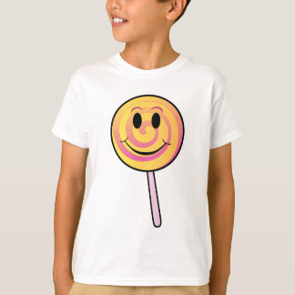 Niedlicher lächelnder gelber Cartoon-Lutscher T-Shirt