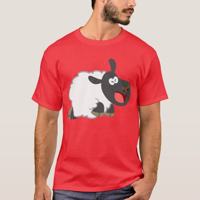 Niedlicher lachender Cartoon Schafe T - Shirt (Vorderseite)
