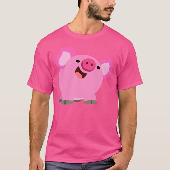 Niedlicher lachender Cartoon Schweinefleisch T - S T-Shirt (Vorderseite)