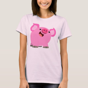 Niedlicher lachender Cartoon Schweineweibchen T -  T-Shirt