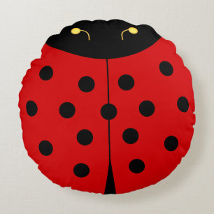 Niedlicher Lady Bug in Black & Red Rundes Kissen