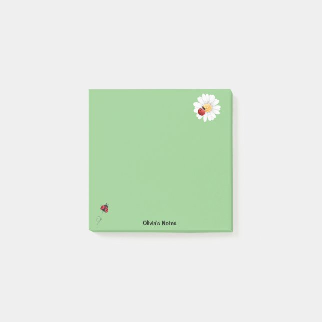 Niedlicher Ladybug-Blume-Farbverlauf Personalisier Post-it Klebezettel (Vorderseite)