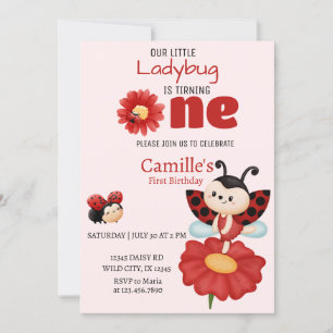 Niedlicher Ladybug Blumenstrauß Einladung