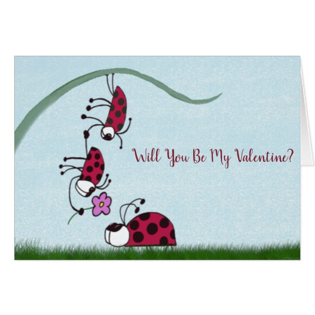 Niedlicher Ladybug, der seine Liebe zeichnet (Vorderseite (Horizontal))
