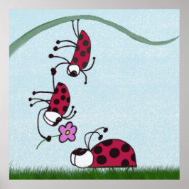 Niedlicher Ladybug, der seine Liebe zeichnet Poster