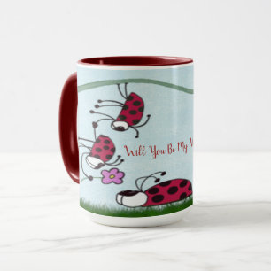 Niedlicher Ladybug, der seine Liebe zeichnet Tasse