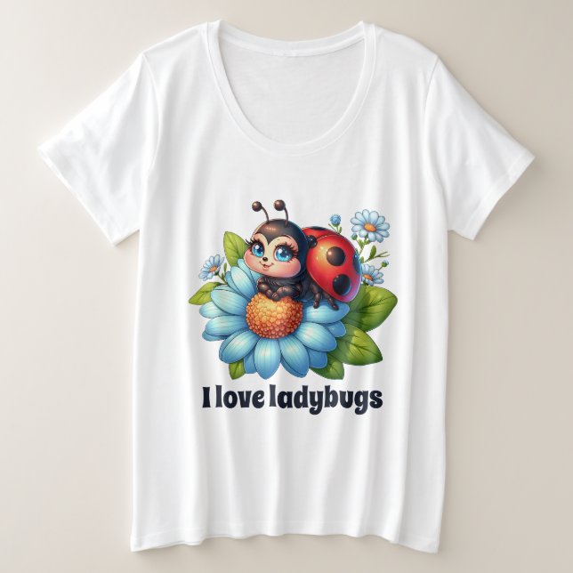 Niedlicher Ladybug-Liebhaber individuell anpassbar Große Größe T-Shirt (Design vorne)