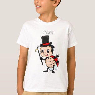 Niedlicher Ladybug mit Top Hut und Krawatte Cartoo
