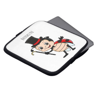Niedlicher Ladybug mit Top Hut und Krawatte Cartoo Laptopschutzhülle