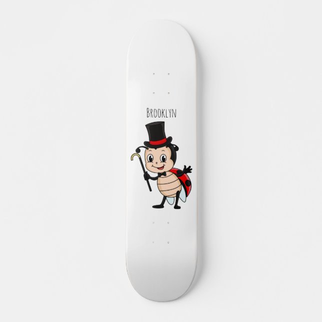 Niedlicher Ladybug mit Top Hut und Krawatte Cartoo Skateboard (Vorne)
