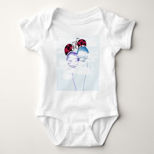 Niedlicher Ladybug und farbenfrohe Balloons Cartoo Baby Strampler (Vorderseite)