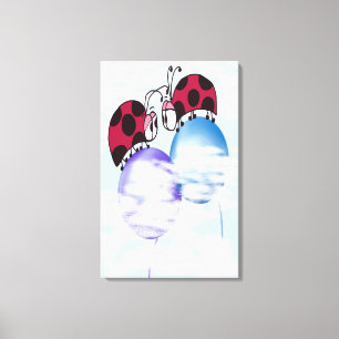 Niedlicher Ladybug und farbenfrohe Balloons Cartoo Leinwanddruck
