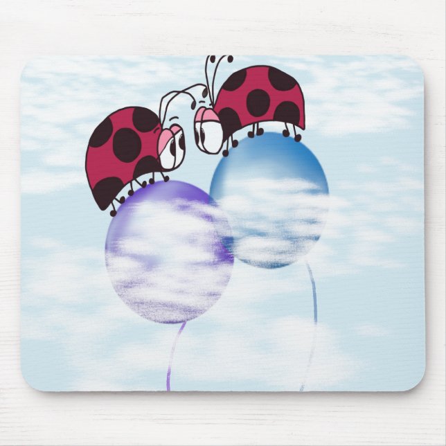Niedlicher Ladybug und farbenfrohe Balloons Cartoo Mousepad (Vorne)