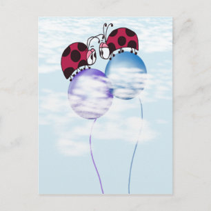 Niedlicher Ladybug und farbenfrohe Balloons Cartoo Postkarte