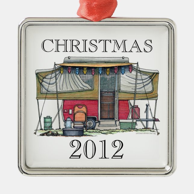 Niedlicher Lagerbewohner-Reise-Anhänger RV Silbernes Ornament (Vorne)