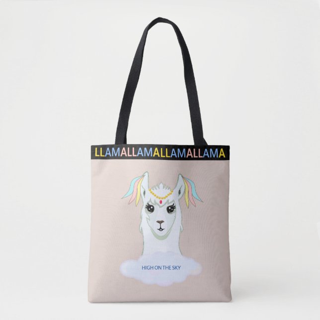 Niedlicher Lama auf Beige Tote Bag (Vorderseite)