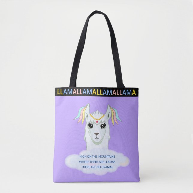 Niedlicher Lama auf dem Lavender Blue Tote Bag (Vorderseite)