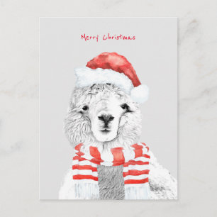 Niedlicher Lama je Minimalistische Weihnachten Postkarte