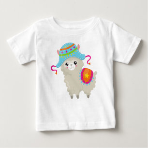 Niedlicher Lama, kleiner Llama, Alpaca, Lama mit H Baby T-shirt