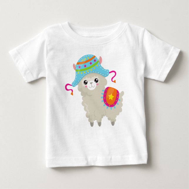 Niedlicher Lama, kleiner Llama, Alpaca, Lama mit H Baby T-shirt (Vorderseite)