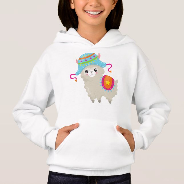 Niedlicher Lama, kleiner Llama, Alpaca, Lama mit H Hoodie (Vorderseite)