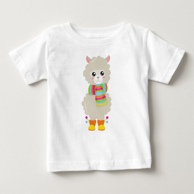 Niedlicher Lama, kleiner Llama, Alpaca, Lama mit S Baby T-shirt (Vorderseite)