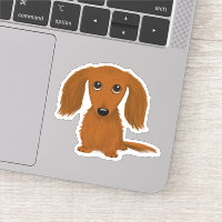 Niedlicher, langhaariger, roter Dackel Cartoon Dog