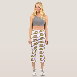 Niedlicher, langsamer Lorbeer auf Zweig-Cartoon Capri Leggings