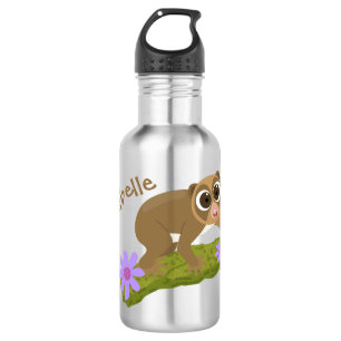 Niedlicher, langsamer Lorbeer auf Zweig-Cartoon Edelstahlflasche