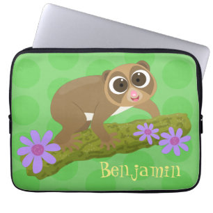 Niedlicher, langsamer Lorbeer auf Zweig-Cartoon Laptopschutzhülle