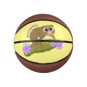 Niedlicher, langsamer Lorbeer auf Zweig-Cartoon Mini Basketball