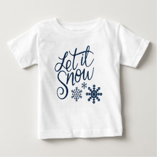 Niedlicher Lasst es Schnee Weihnachten mit blauen  Baby T-shirt