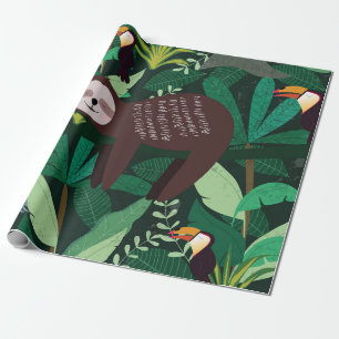 Niedlicher Lauf in grün-tropischen Illustrationsmu Geschenkpapier