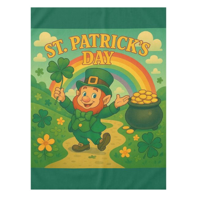 Niedlicher, launischer Leprechaun St. Patrick's Da Tischdecke (Vorderseite)