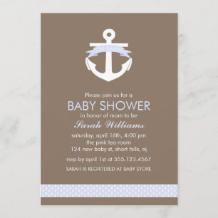 Niedlicher Lavendel-Anker-Seethema-Baby-Dusche Einladung