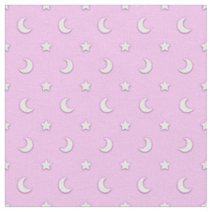 Niedlicher Lavendel Rosa und Weiße Sterne und Mond Stoff