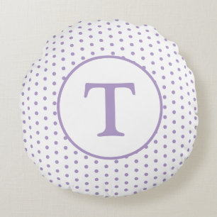 Niedlicher Lavendel und weißer Polka-Dot-Rundkisse Rundes Kissen